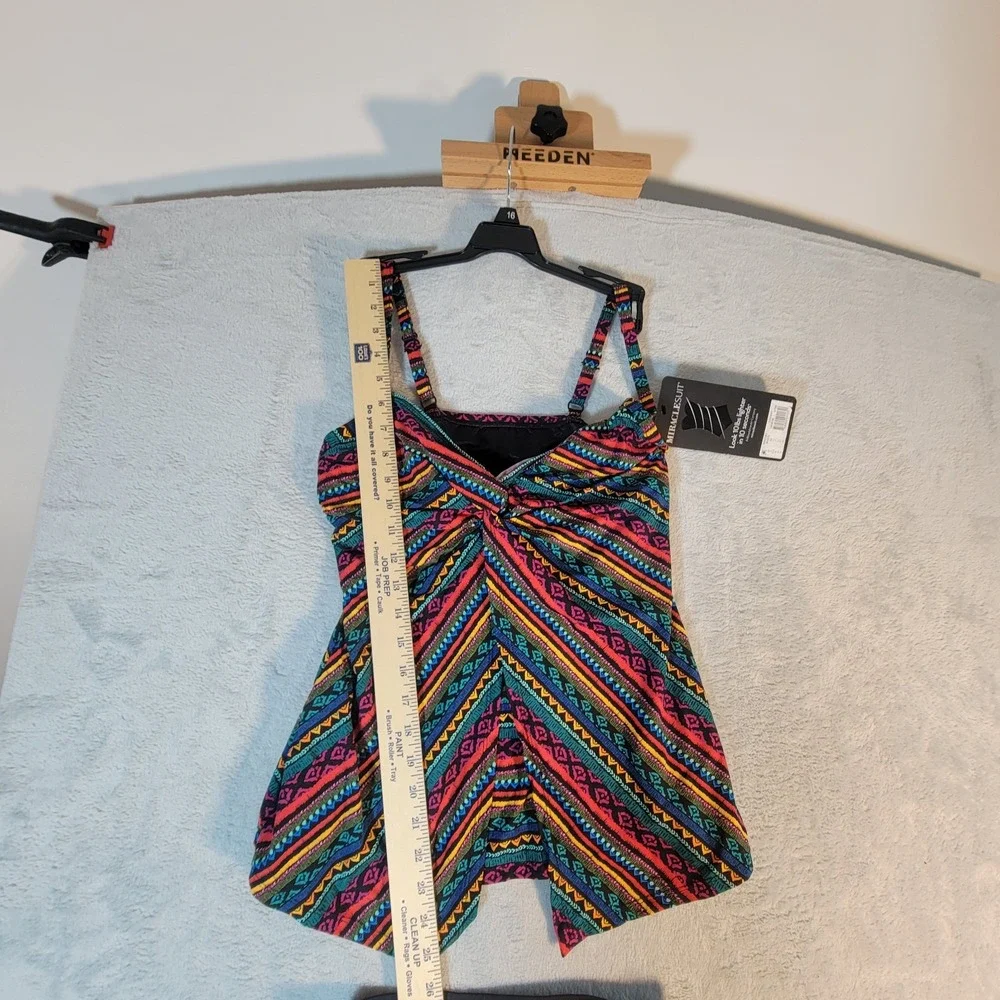 Miraclesuit Love Knot Tankini Set Size 8 NWT Blue‎ Floral Tummy Control Swimsuit